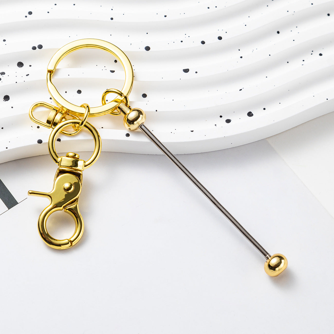 Wholesale Beadable Bar Keychains Handmade Metal Solid Color Keychain